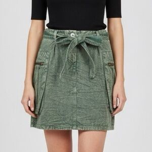 NWT EarthBound Cargo Skirt Tie Dye Button Fly with tie Belt M